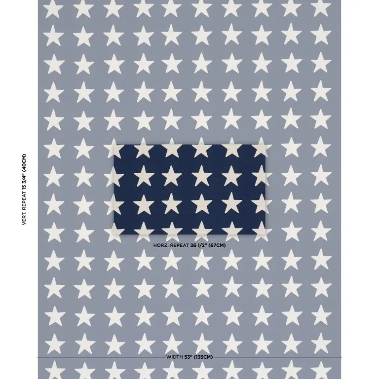 Schumacher 87600 Starfield Appliqué Navy fabric swatch