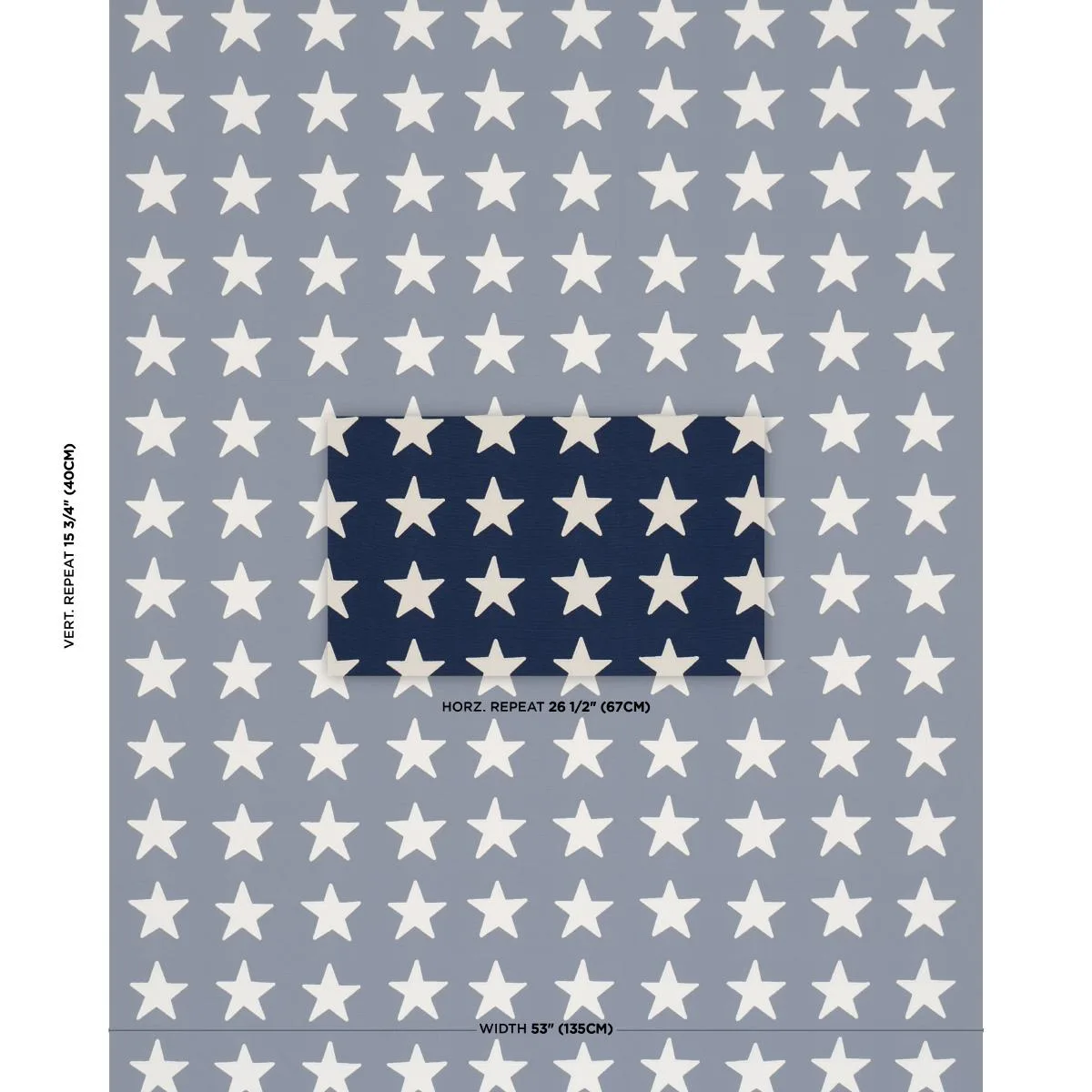 Schumacher 87600 Starfield Appliqué Navy fabric swatch