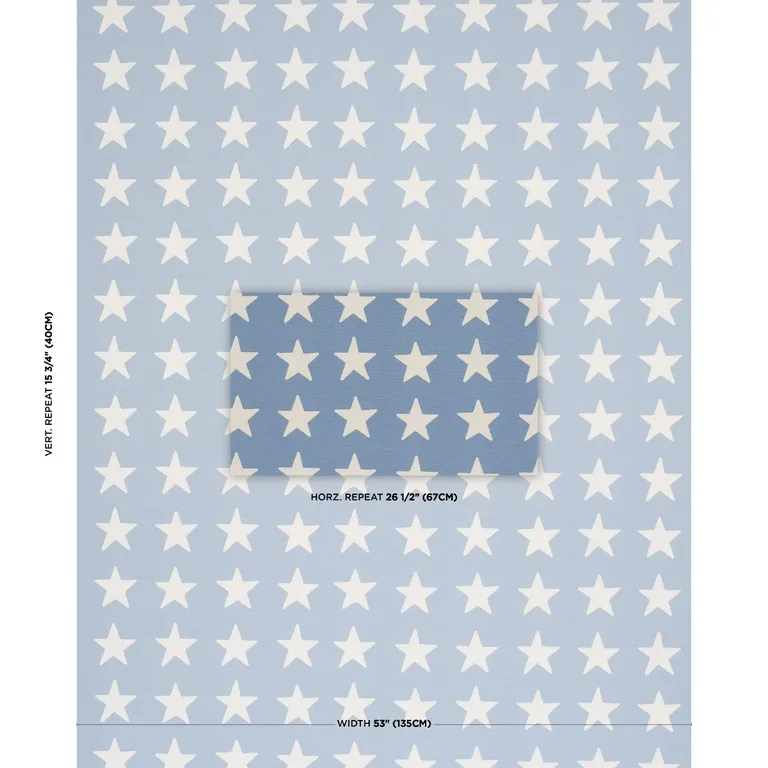 Schumacher 87601 Starfield Appliqué Sky fabric swatch