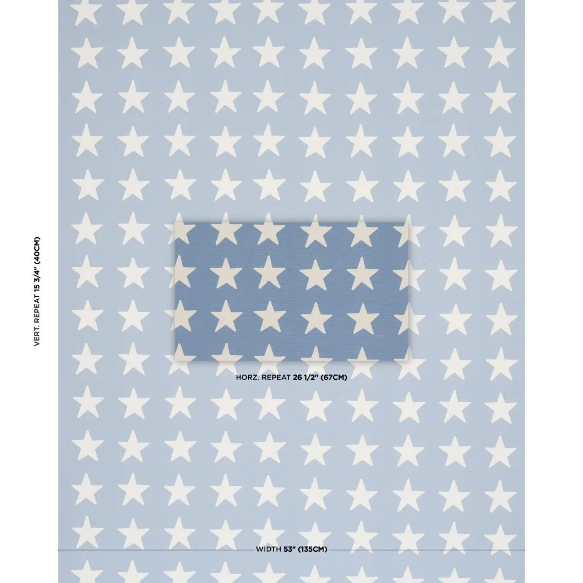 Schumacher 87601 Starfield Appliqué Sky fabric swatch