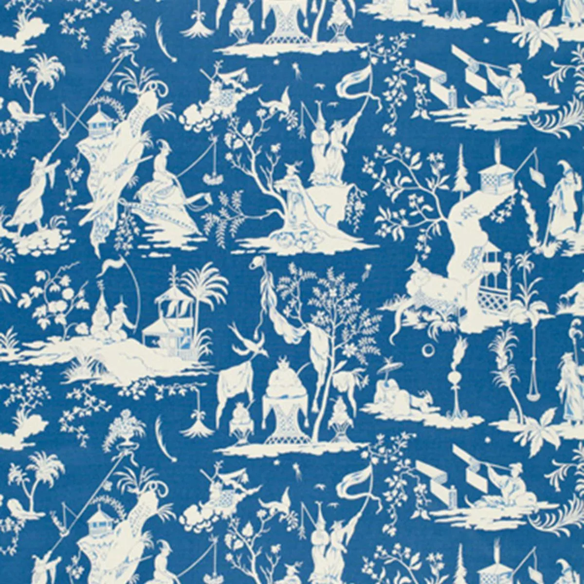 Schumacher 172922 Starry Night China Blue fabric swatch