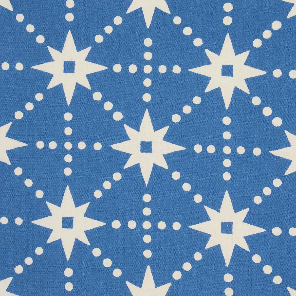 Schumacher 179260 Stars Hand Block Print Blue fabric swatch