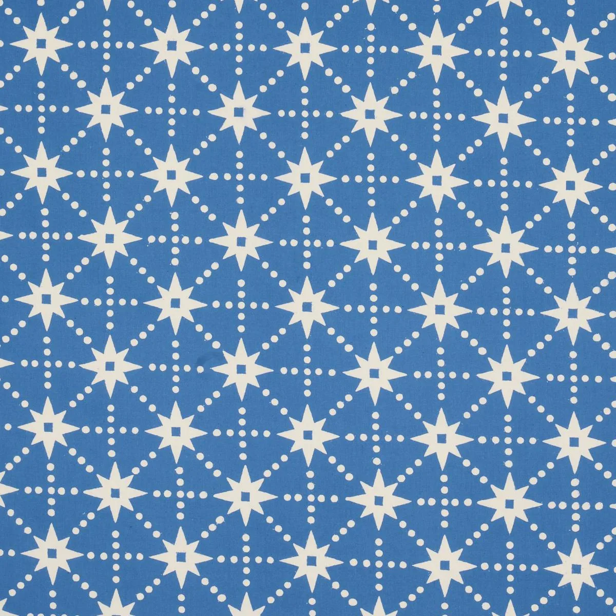 Schumacher 179260 Stars Hand Block Print Blue fabric swatch