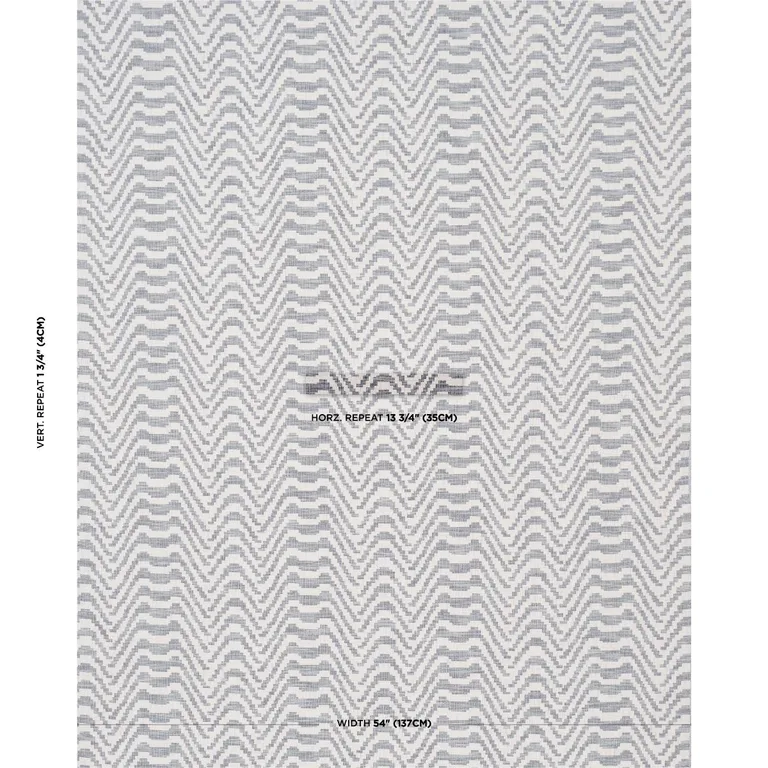 Schumacher 84640 Stepped Chevron Indigo fabric swatch