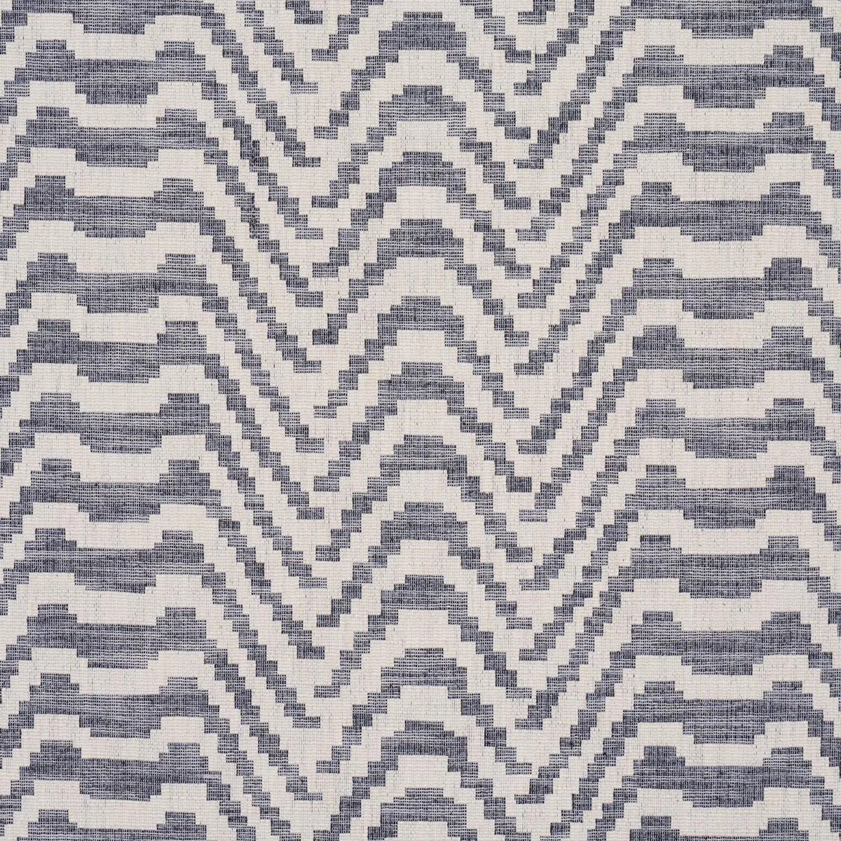 Schumacher 84640 Stepped Chevron Indigo fabric swatch