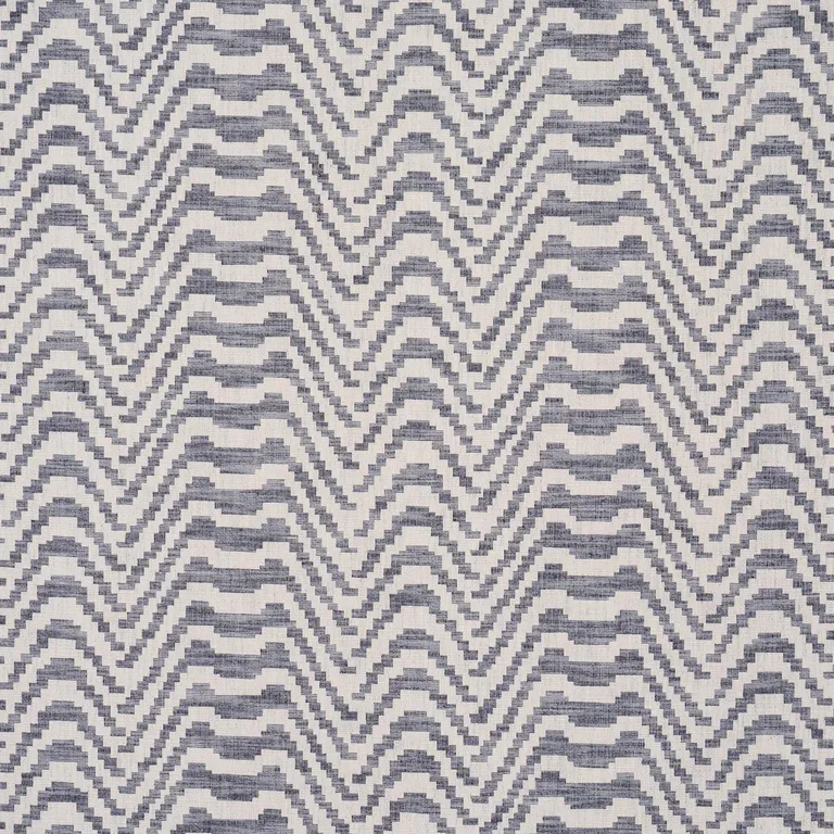Schumacher 84640 Stepped Chevron Indigo fabric swatch