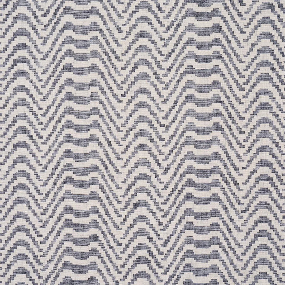 Schumacher 84640 Stepped Chevron Indigo fabric swatch