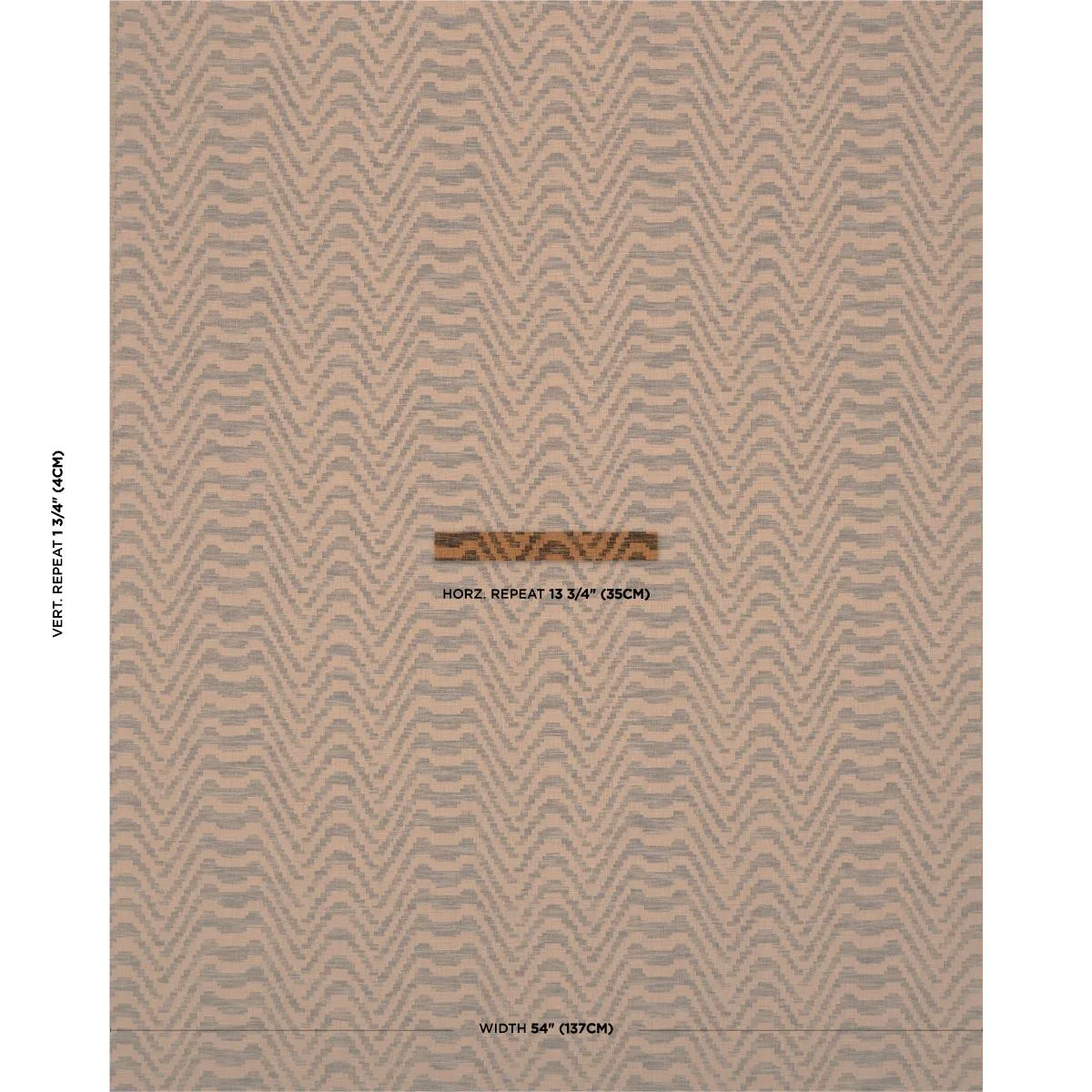 Schumacher 84642 Stepped Chevron Sepia fabric swatch