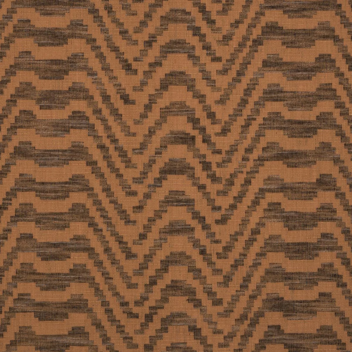 Schumacher 84642 Stepped Chevron Sepia fabric swatch