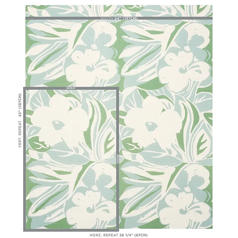 Schumacher 178863 Stevie Green fabric swatch