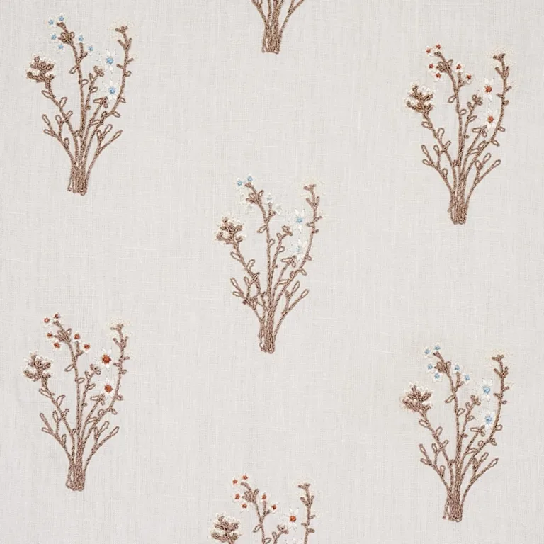 Schumacher 80401 Stora Embroidery Ivory fabric swatch