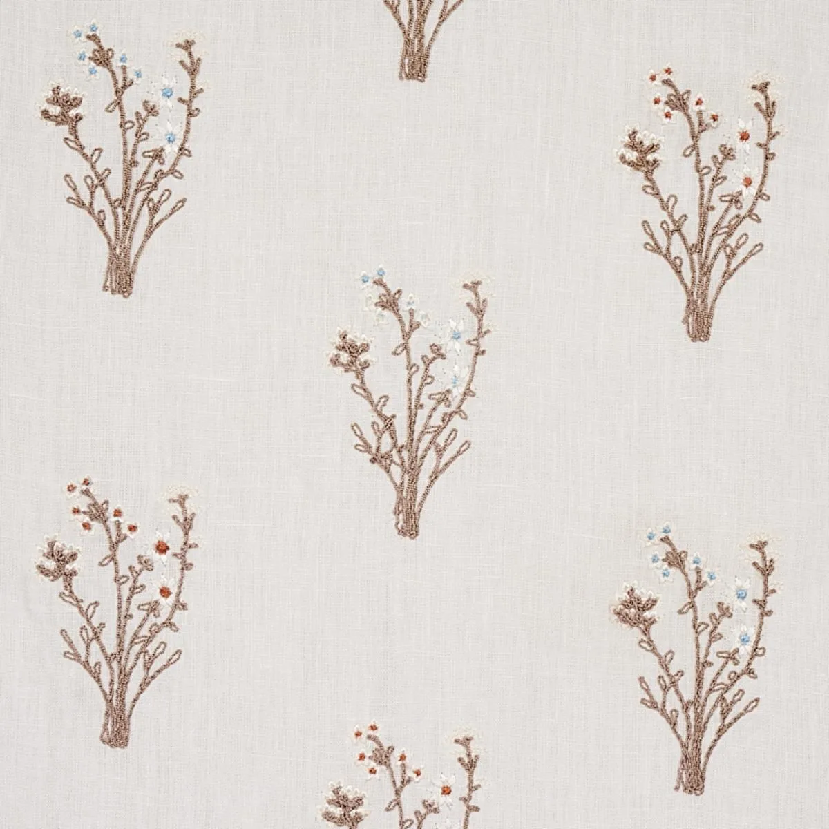 Schumacher 80401 Stora Embroidery Ivory fabric swatch