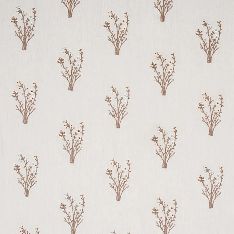 Schumacher 80401 Stora Embroidery Ivory fabric swatch