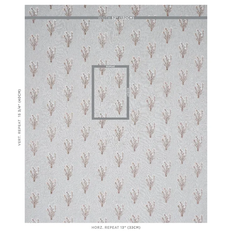 Schumacher 80400 Stora Embroidery Mineral fabric swatch