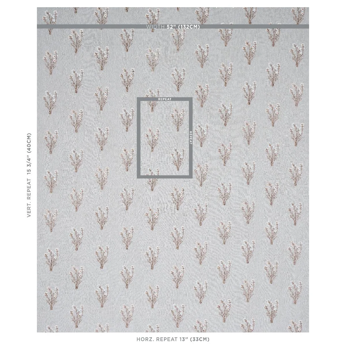 Schumacher 80400 Stora Embroidery Mineral fabric swatch