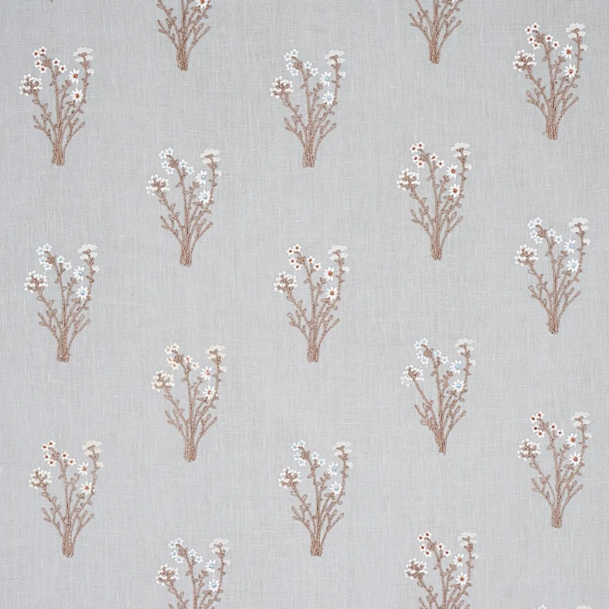 Schumacher 80400 Stora Embroidery Mineral fabric swatch