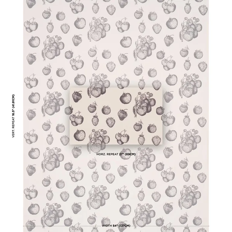 Schumacher TL400080 Strawberry Fields Graphite fabric swatch