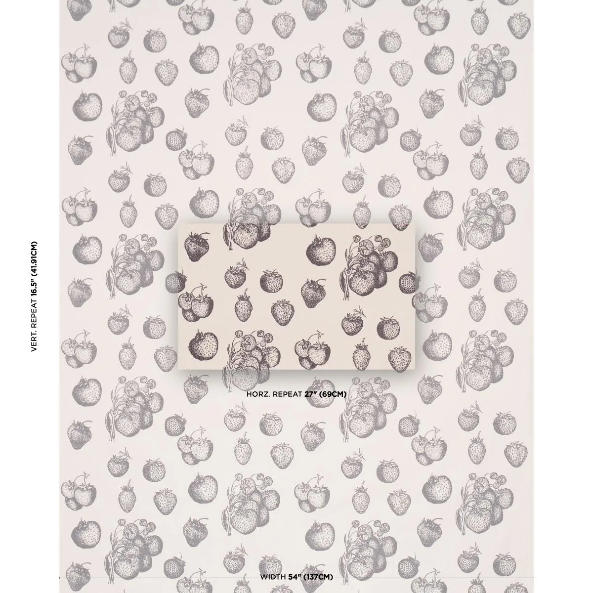 Schumacher TL400080 Strawberry Fields Graphite fabric swatch