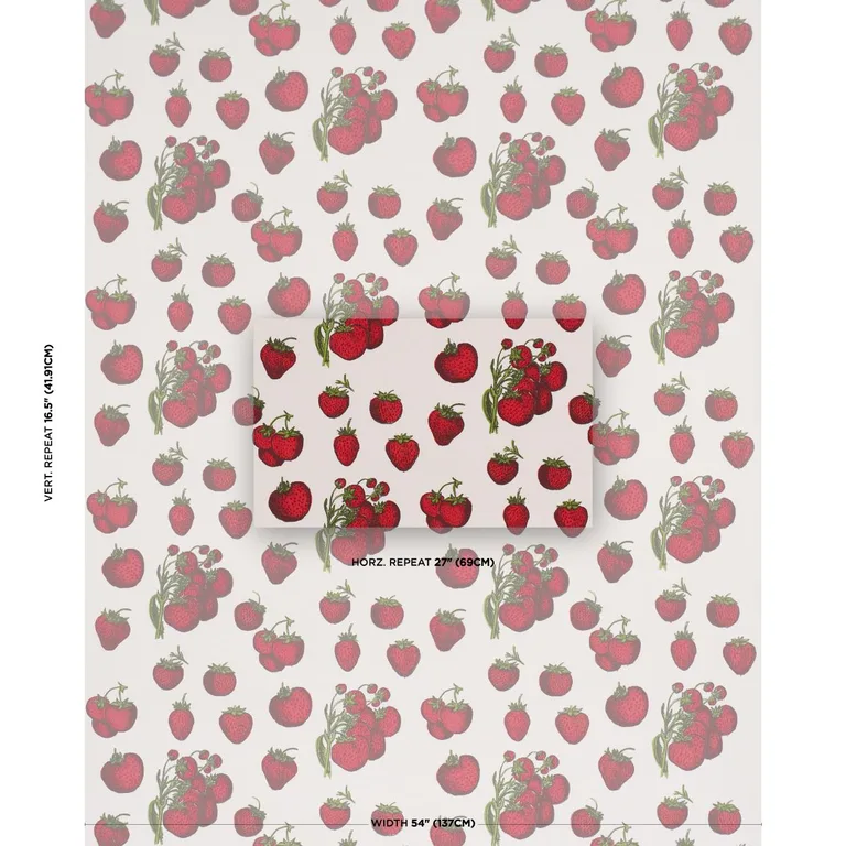 Schumacher TL400081 Strawberry Fields Red fabric swatch