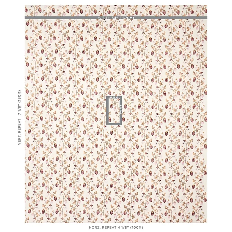Schumacher 179781 Strawberry Hand Block Print Copper fabric swatch