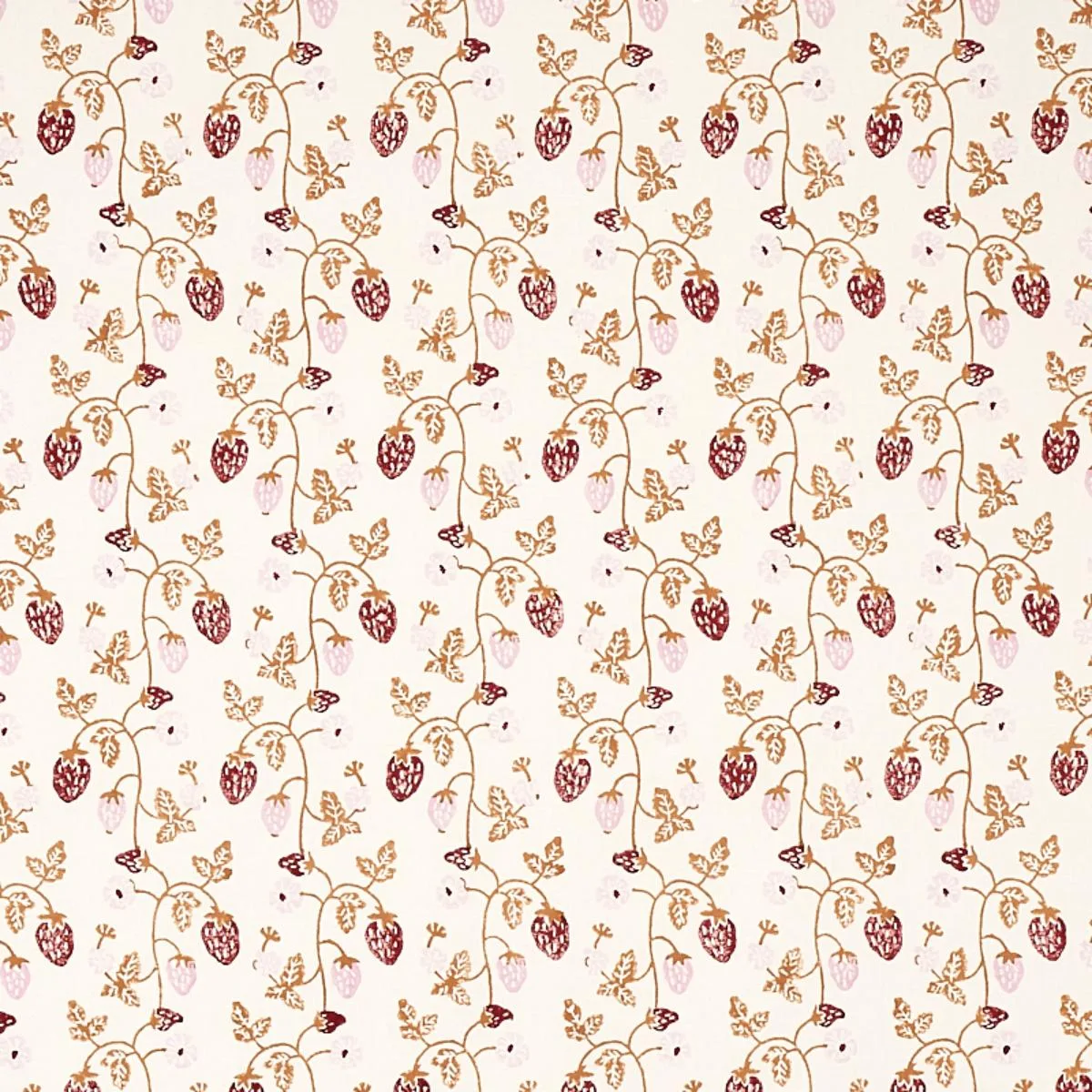 Schumacher 179781 Strawberry Hand Block Print Copper fabric swatch