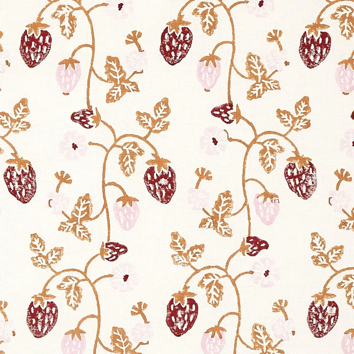Schumacher 179781 Strawberry Hand Block Print Copper fabric swatch