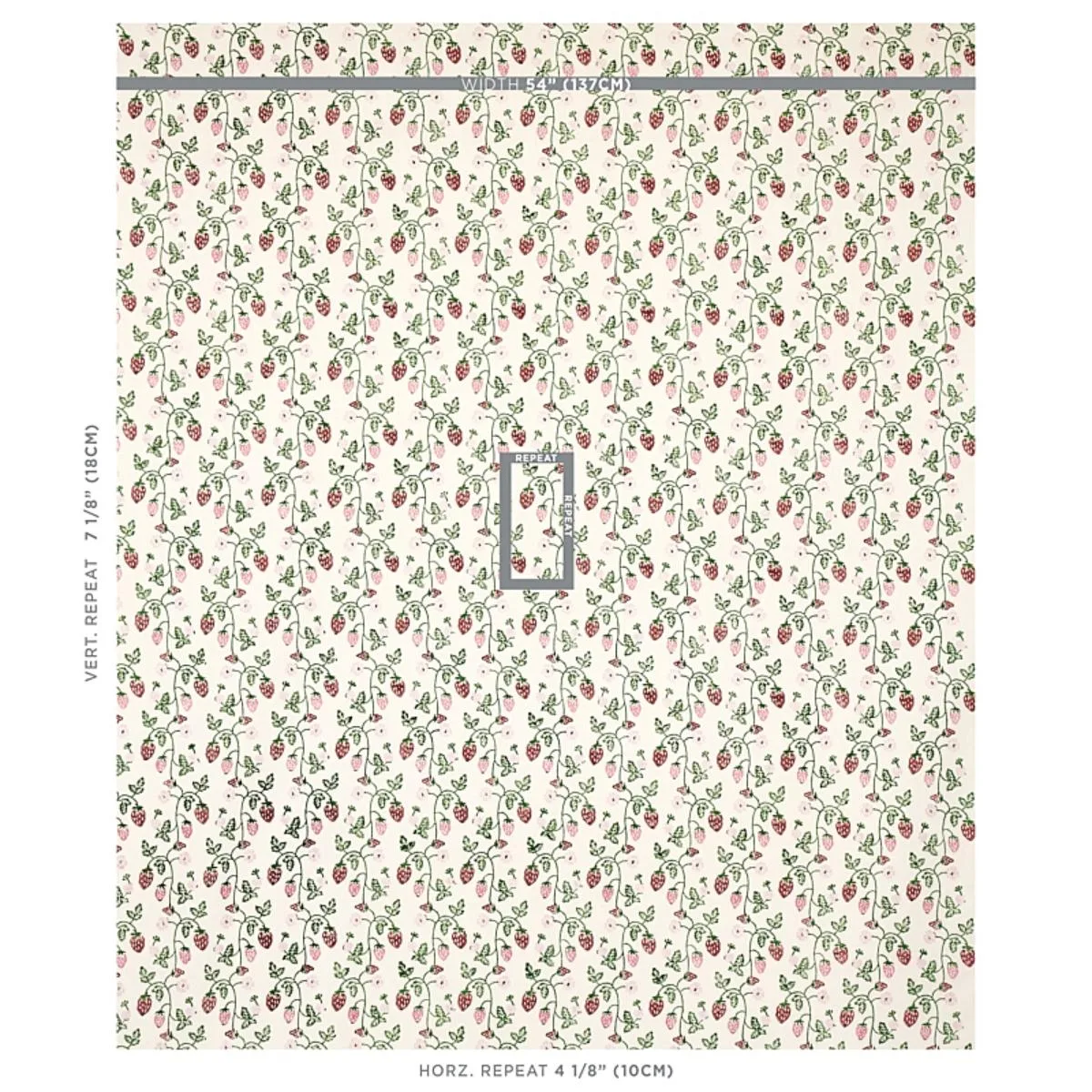 Schumacher 179780 Strawberry Hand Block Print Grass fabric swatch