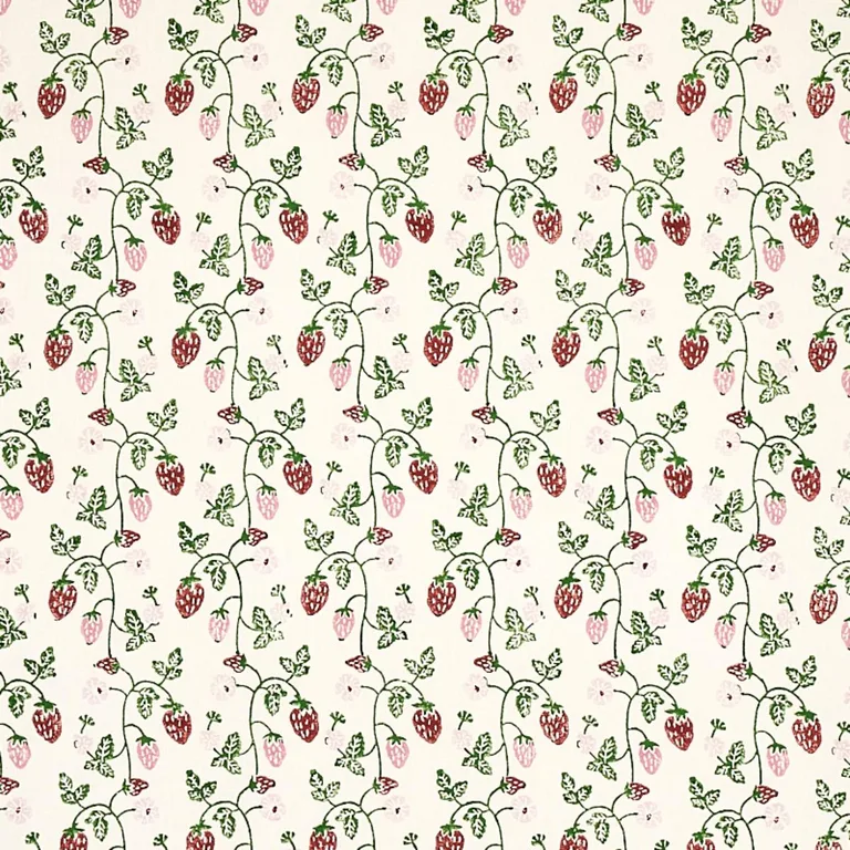 Schumacher 179780 Strawberry Hand Block Print Grass fabric swatch
