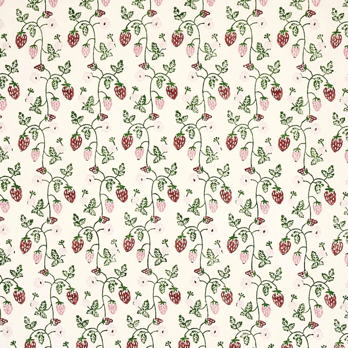 Schumacher 179780 Strawberry Hand Block Print Grass fabric swatch