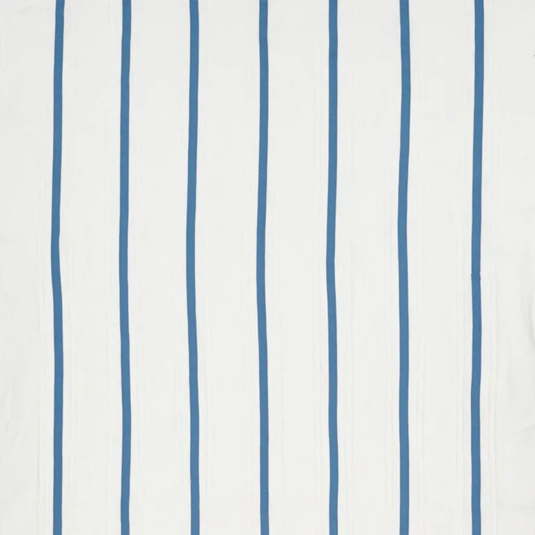 Schumacher 75760 Stripe Appliqué Sheer Blue fabric swatch