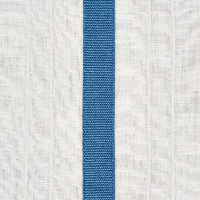 Schumacher 75760 Stripe Appliqué Sheer Blue fabric swatch