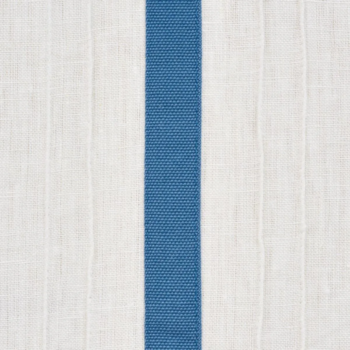 Schumacher 75760 Stripe Appliqué Sheer Blue fabric swatch