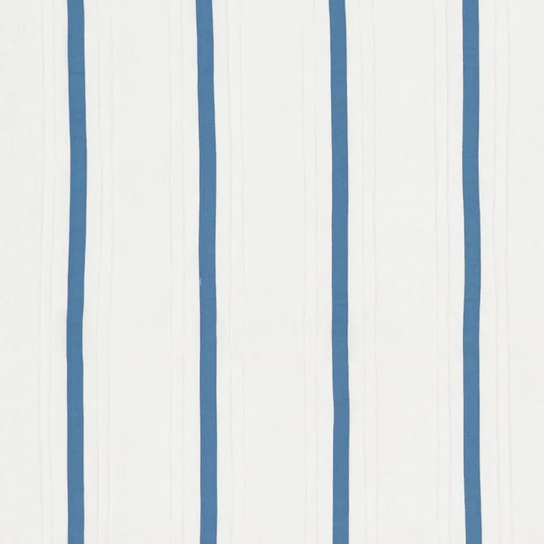 Schumacher 75760 Stripe Appliqué Sheer Blue fabric swatch