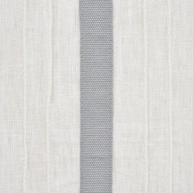Schumacher 75761 Stripe Appliqué Sheer Grey fabric swatch