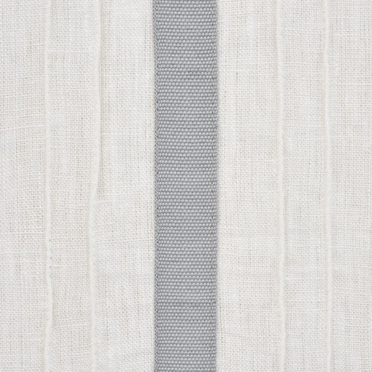 Schumacher 75761 Stripe Appliqué Sheer Grey fabric swatch