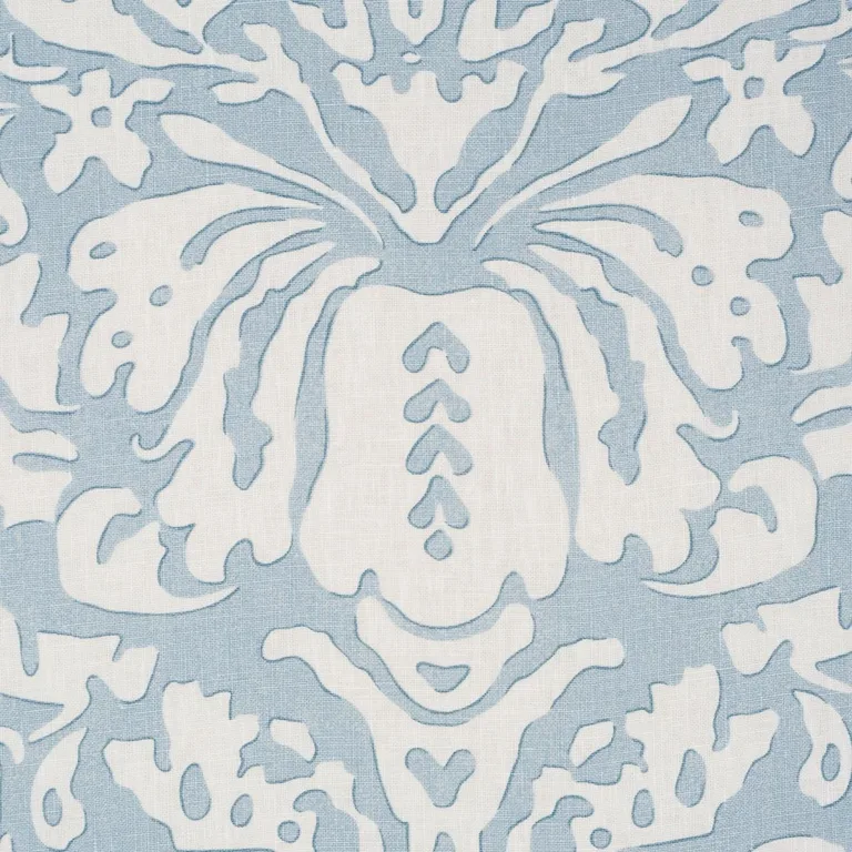 Schumacher 182121 Suffolk Damask Blue fabric swatch