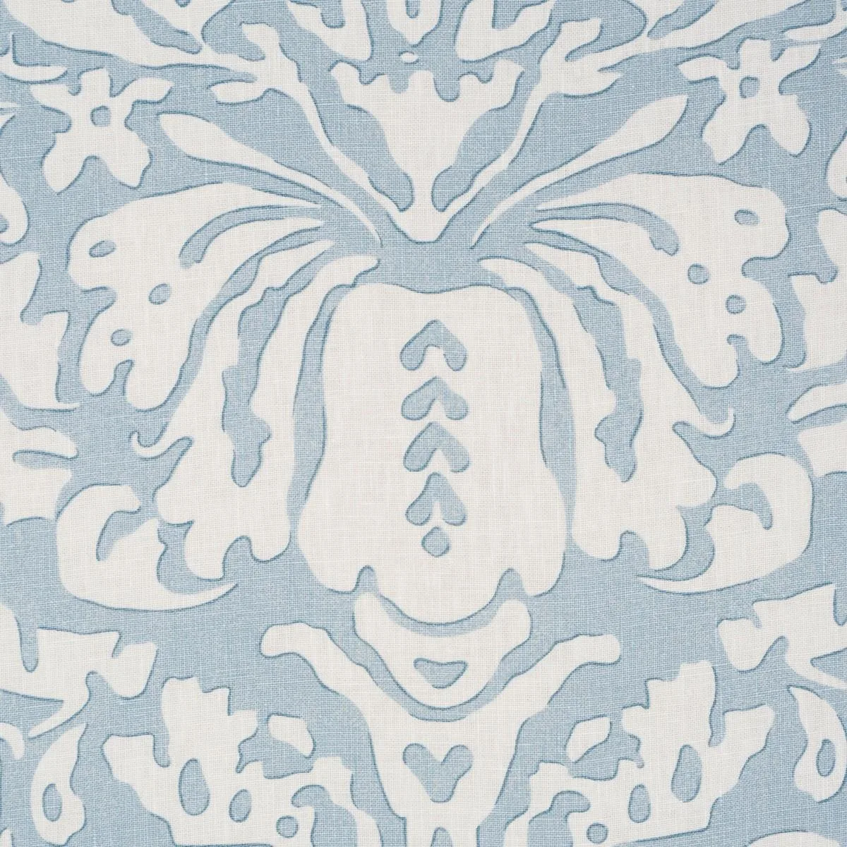Schumacher 182121 Suffolk Damask Blue fabric swatch
