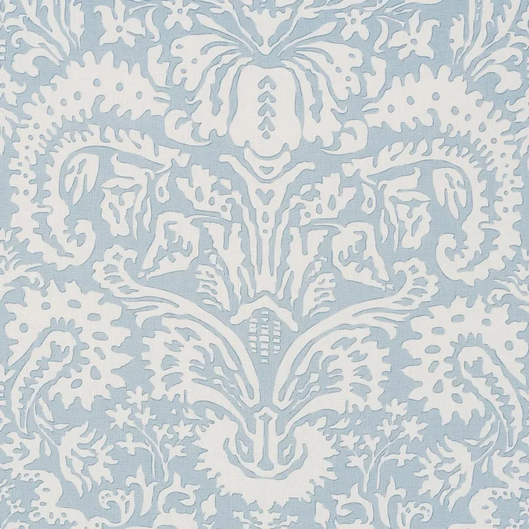 Schumacher 182121 Suffolk Damask Blue fabric swatch