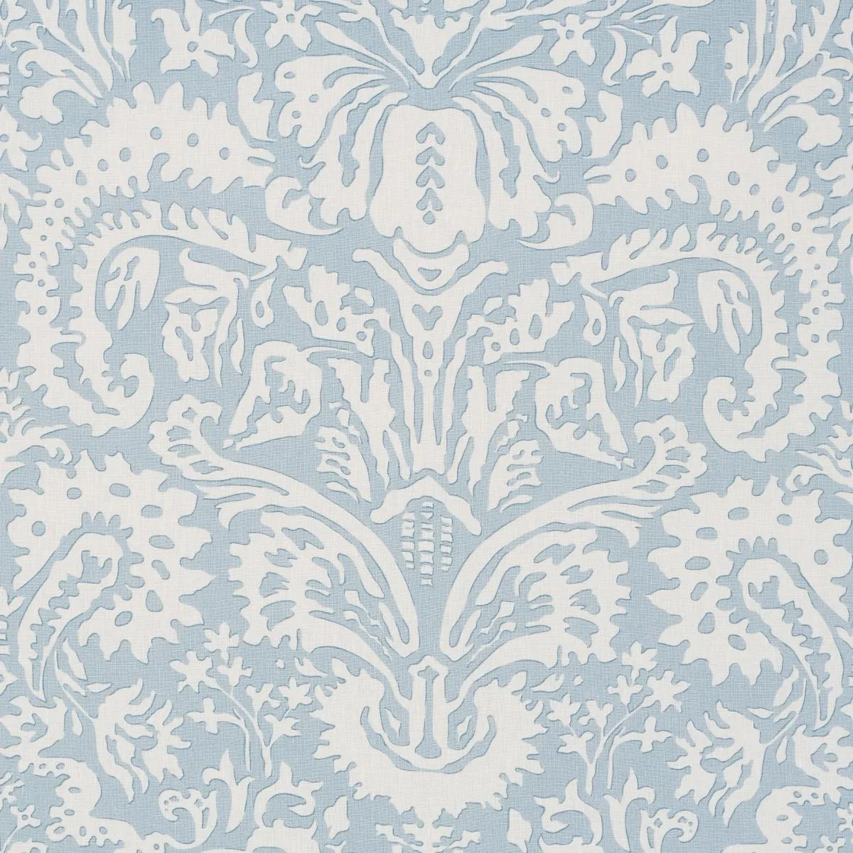 Schumacher 182121 Suffolk Damask Blue fabric swatch