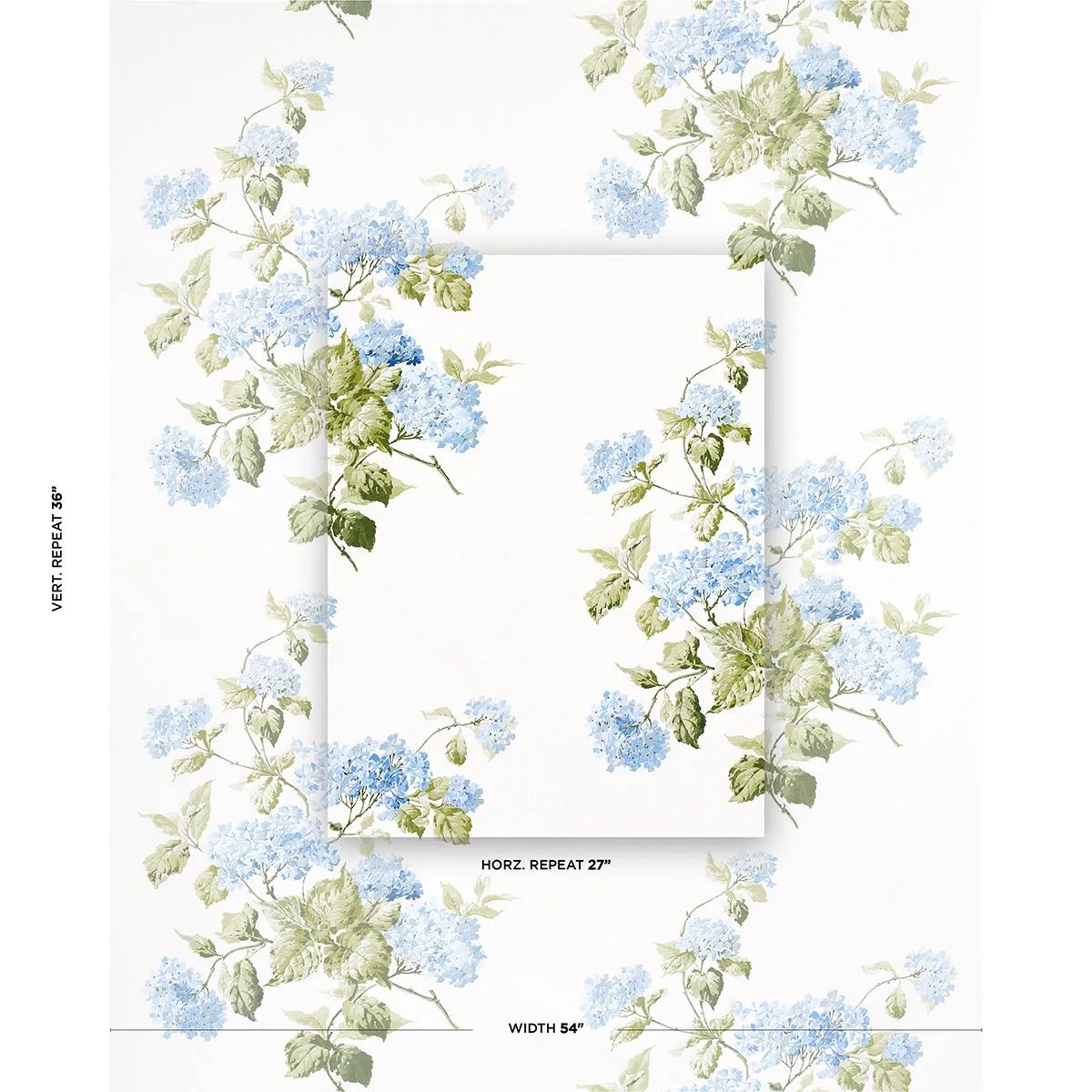 Schumacher 180822 Summer Hydrangea Blue Hydrangea fabric swatch