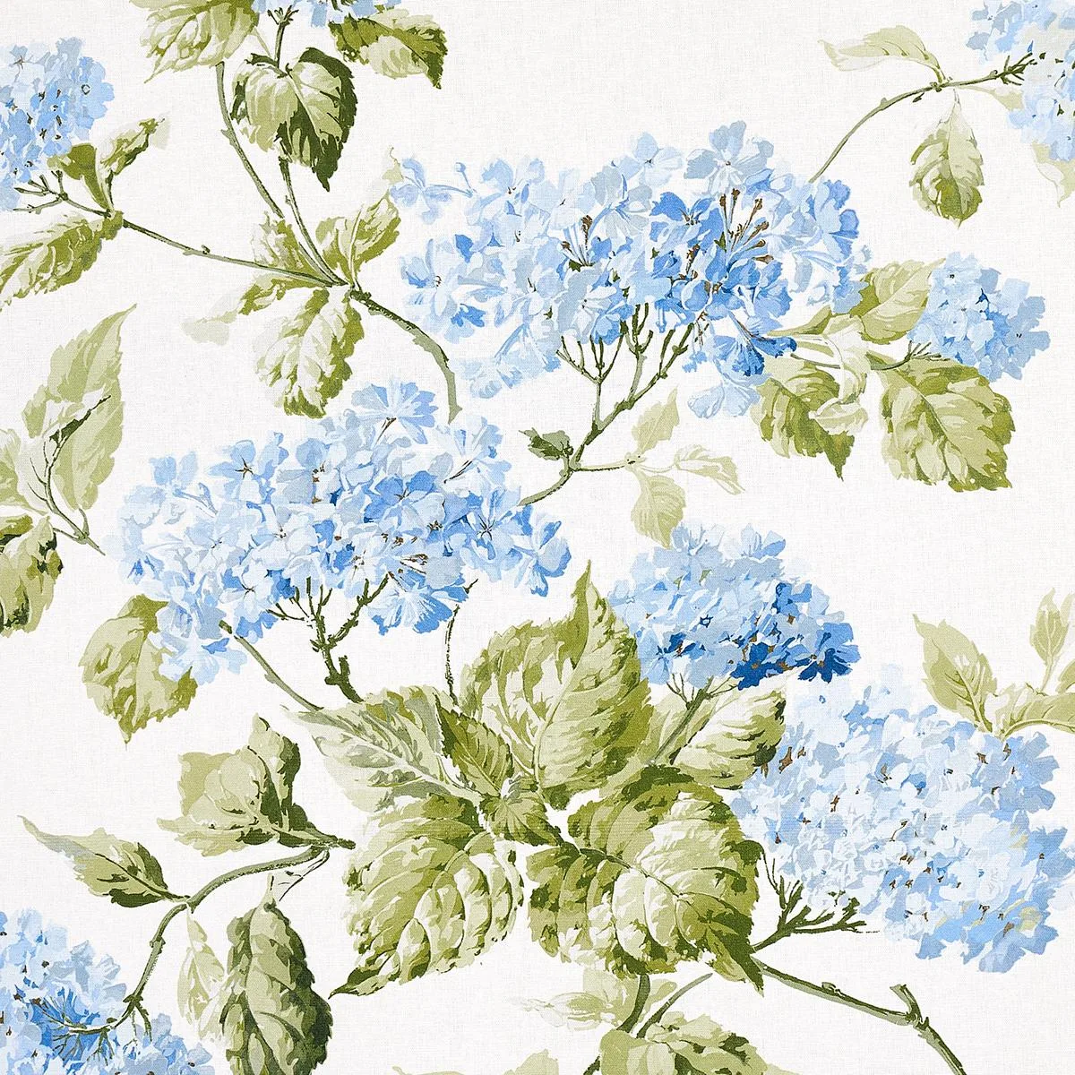 Schumacher 180822 Summer Hydrangea Blue Hydrangea fabric swatch