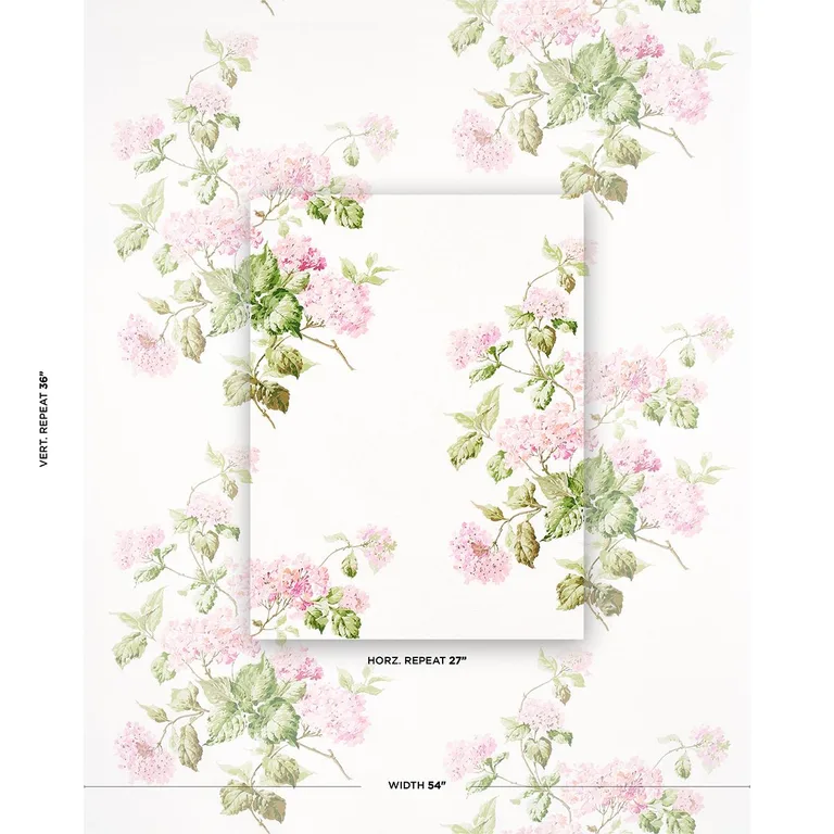 Schumacher 180821 Summer Hydrangea Blush fabric swatch