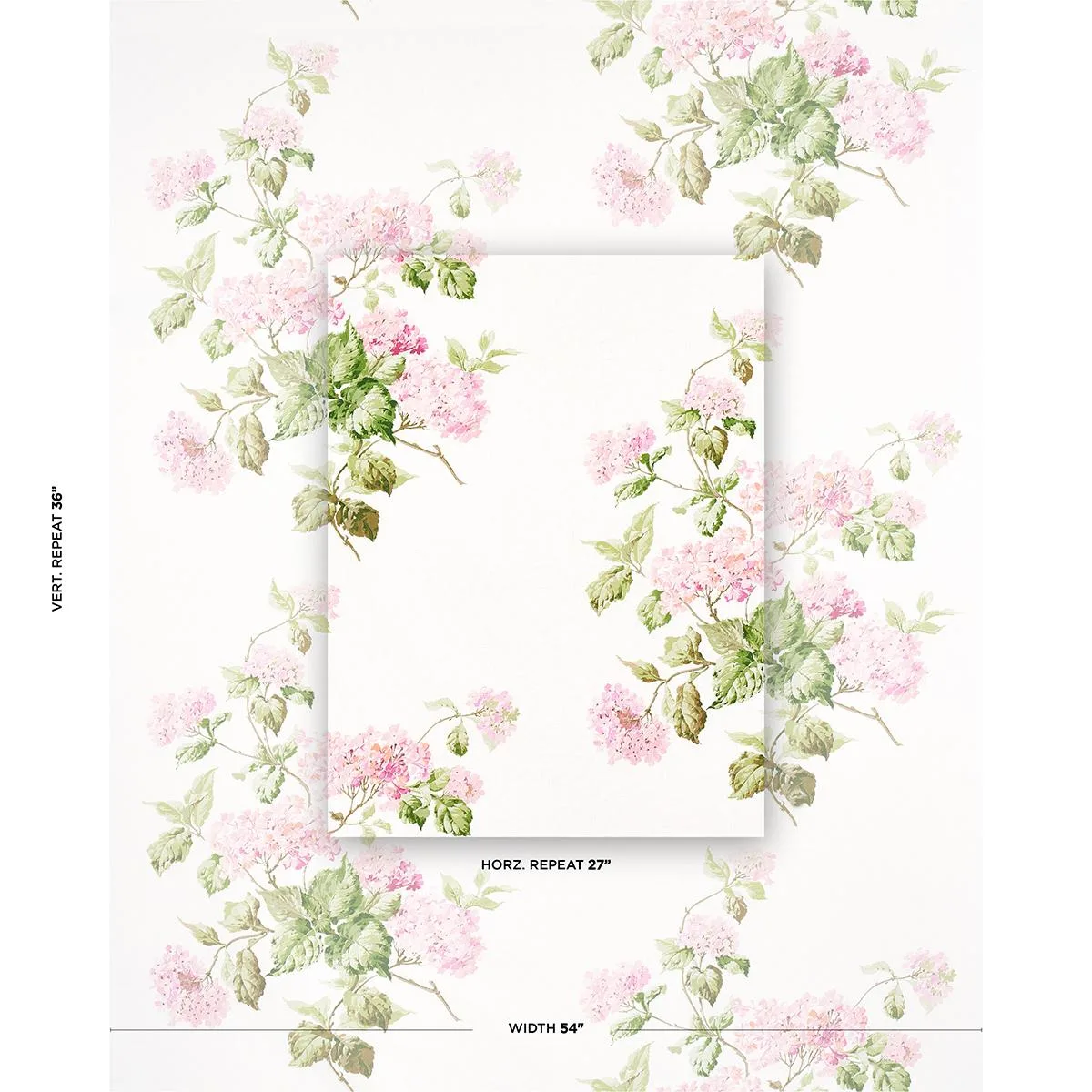 Schumacher 180821 Summer Hydrangea Blush fabric swatch