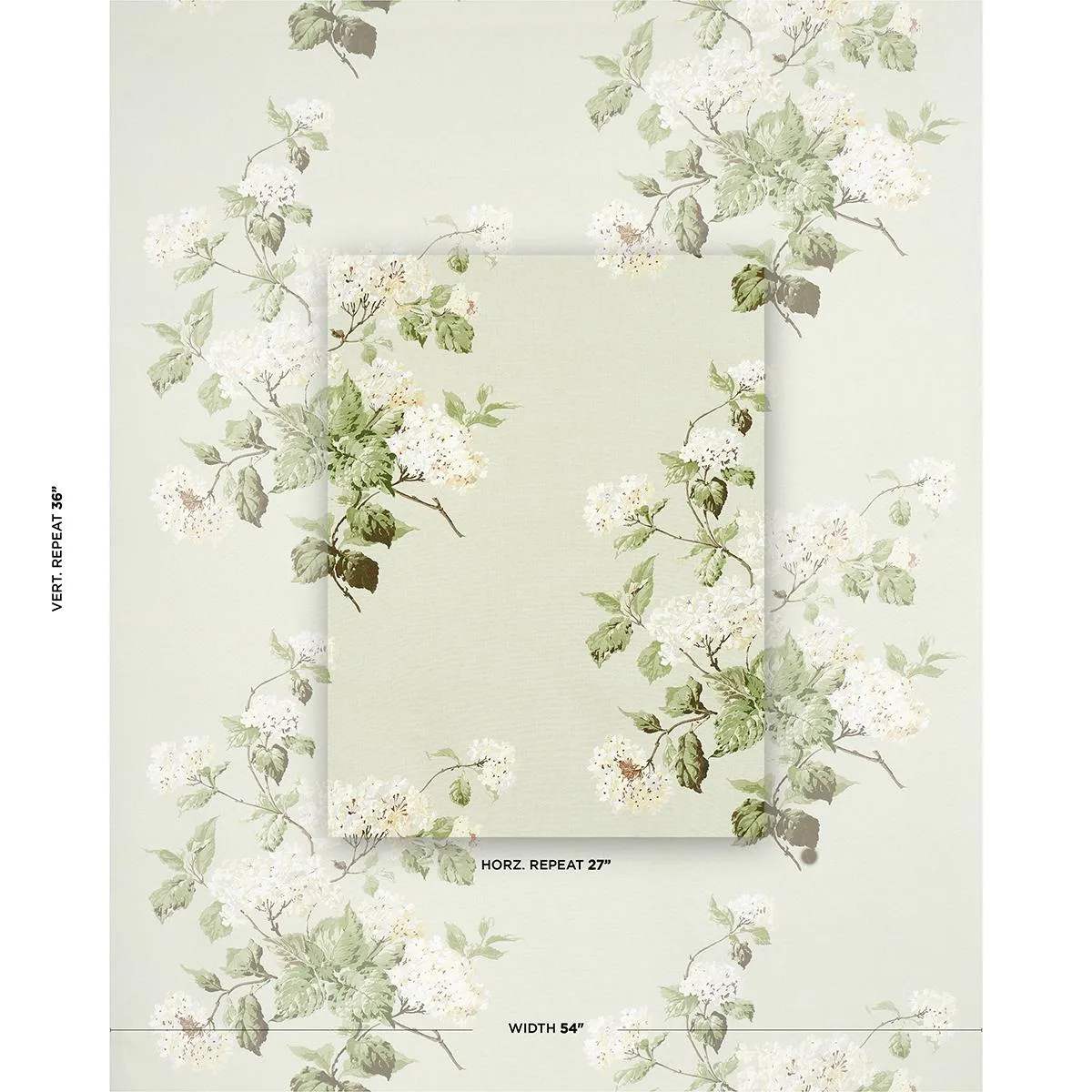 Schumacher 180820 Summer Hydrangea Celadon fabric swatch