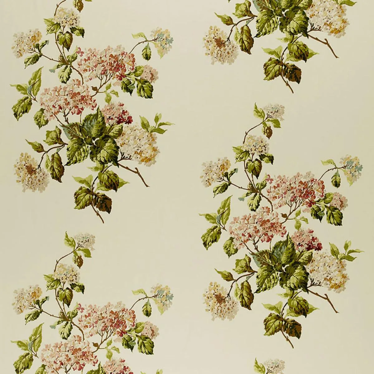 Schumacher 1315000 Summer Hydrangea Ivory fabric swatch