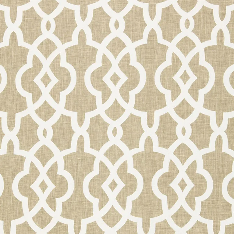 Schumacher 174590 Summer Palace Fret Sand fabric swatch