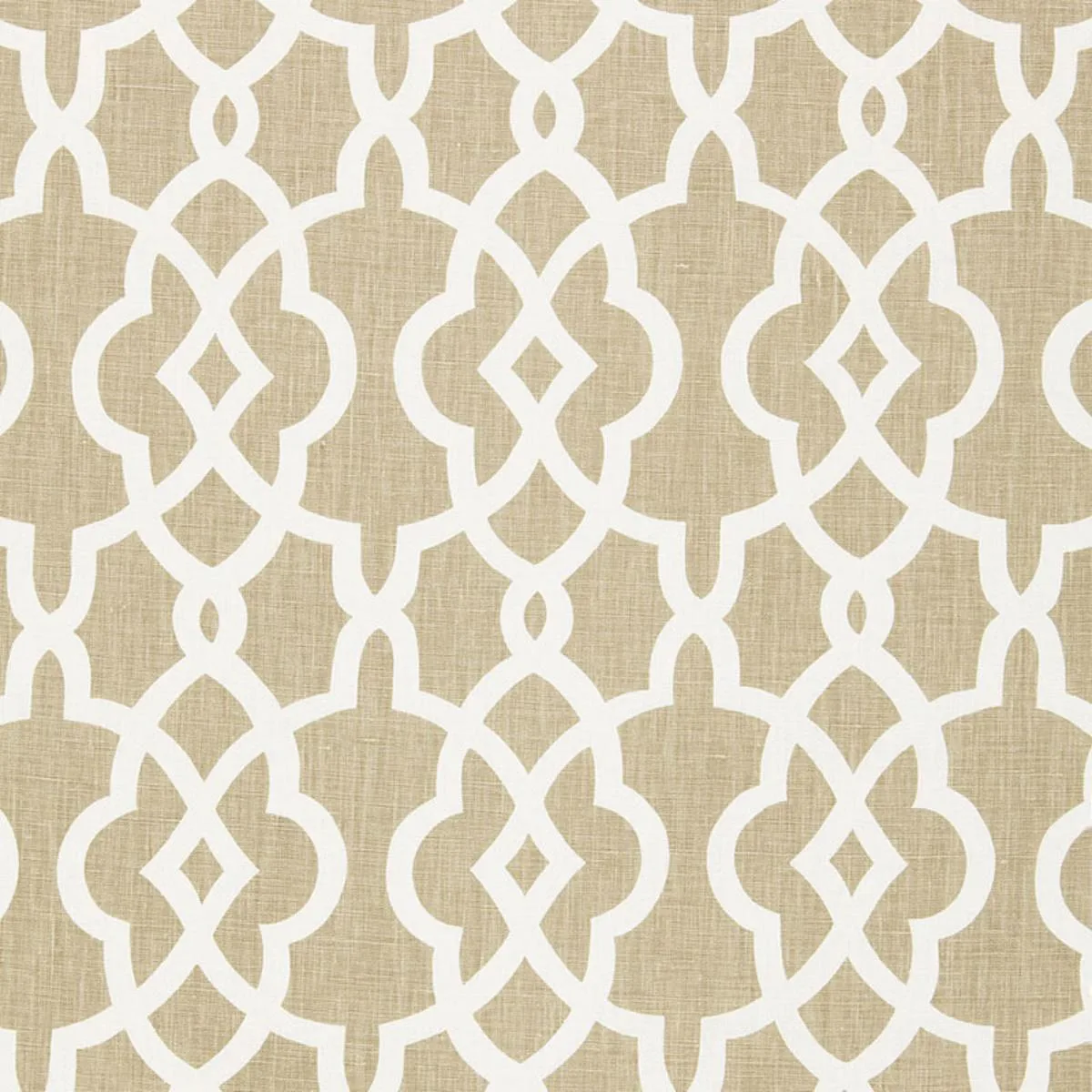 Schumacher 174590 Summer Palace Fret Sand fabric swatch