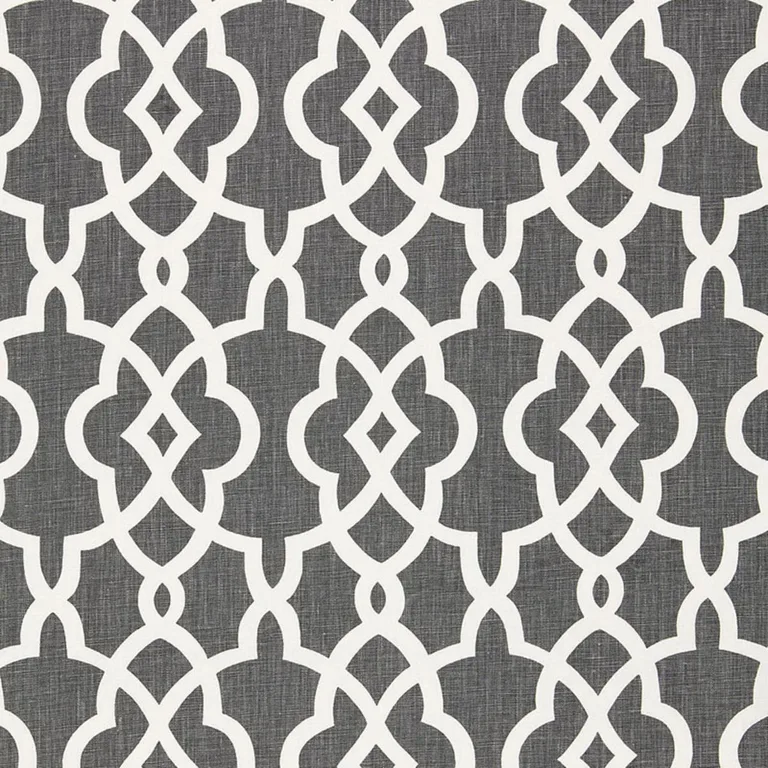 Schumacher 174591 Summer Palace Fret Smoke fabric swatch