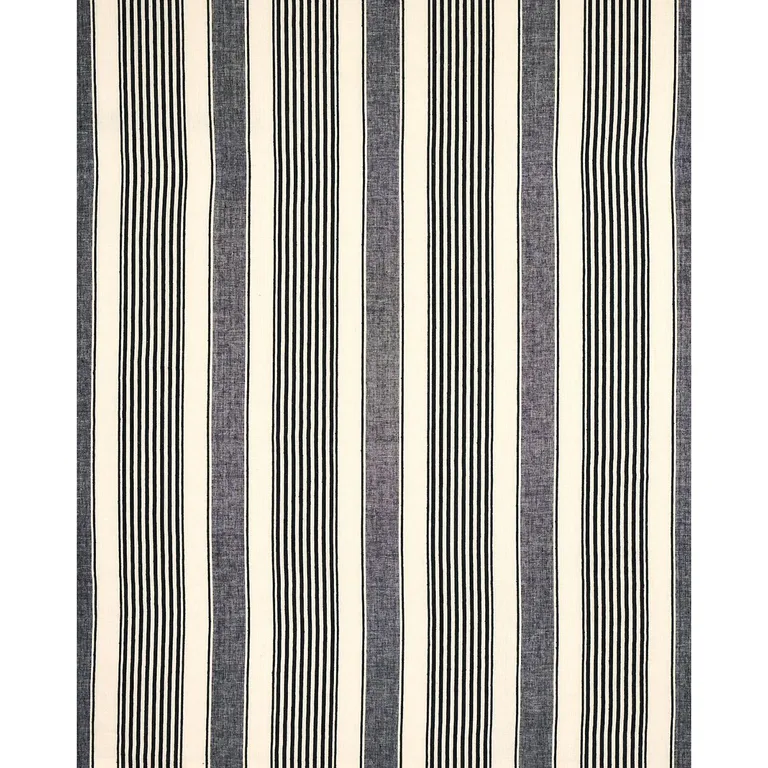Schumacher 66096 Summerville Linen Stripe Black fabric swatch