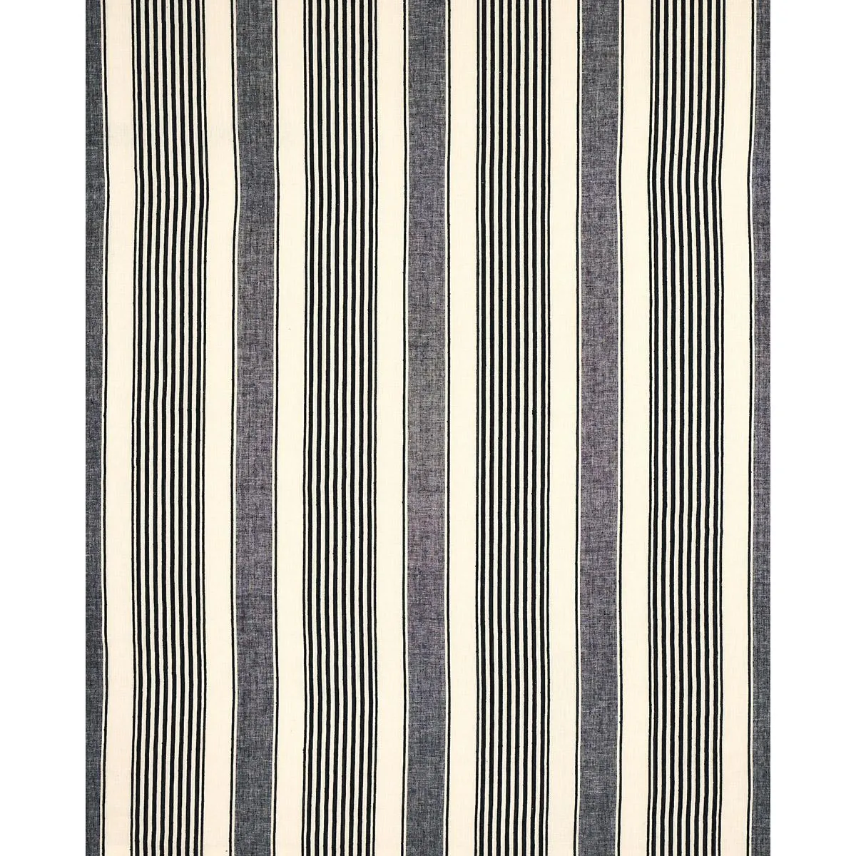 Schumacher 66096 Summerville Linen Stripe Black fabric swatch